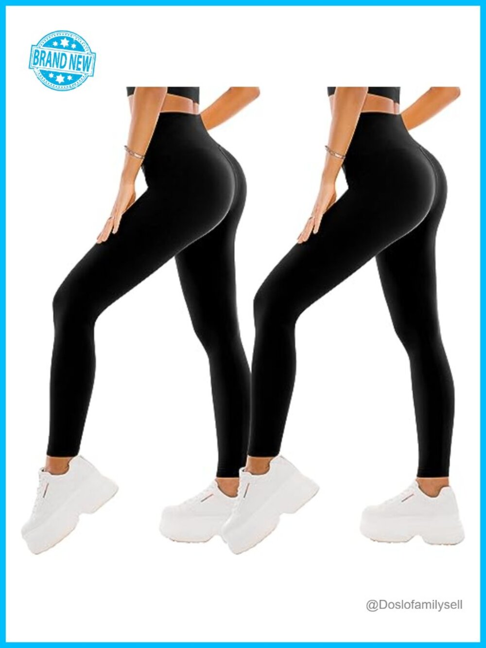 High Waisted Leggings 2 Pack Tummy Control Opaque